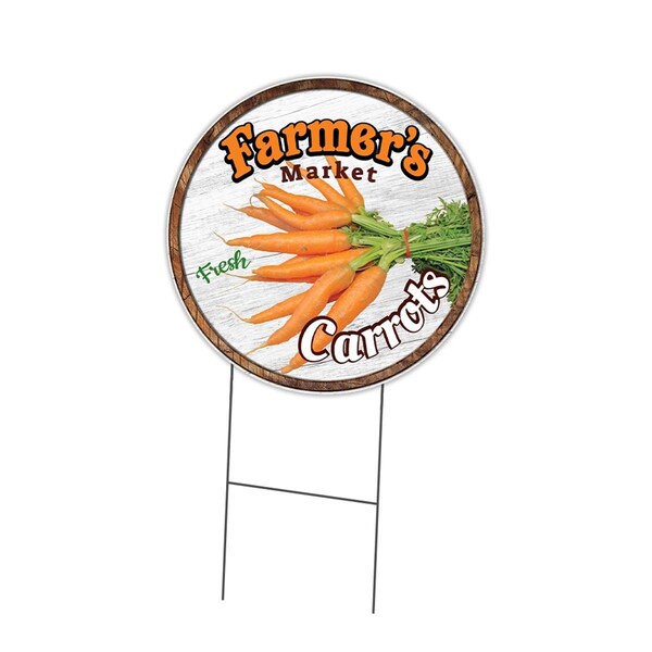 Amistad Corrugated Plastic Sign with Stakes 24 in. Circular - Farmers Market Carrots AM2045213 - main